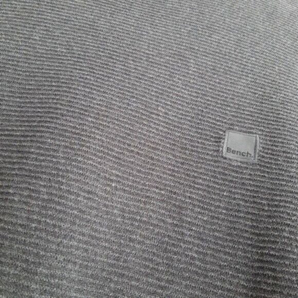 BENCH Crewneck Ribbed Sweater Textured Grey Men's Sz S - Picture 5 of 9
